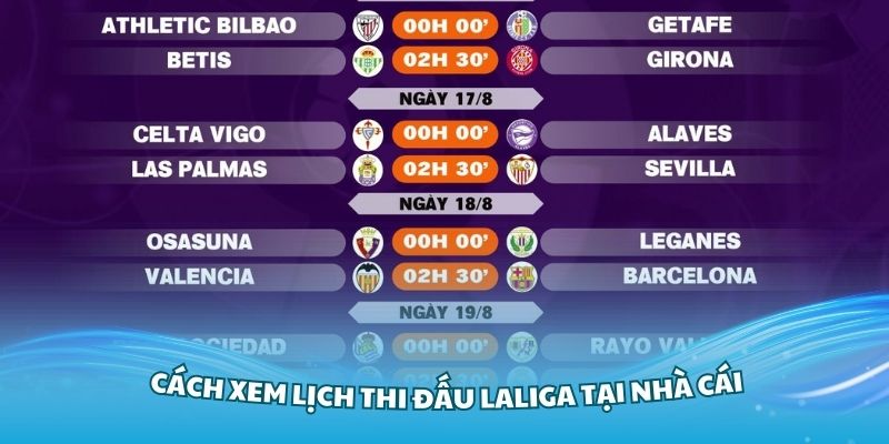 Hướng dẫn cách xem lịch thi đấu Laliga tại Nhà Cái